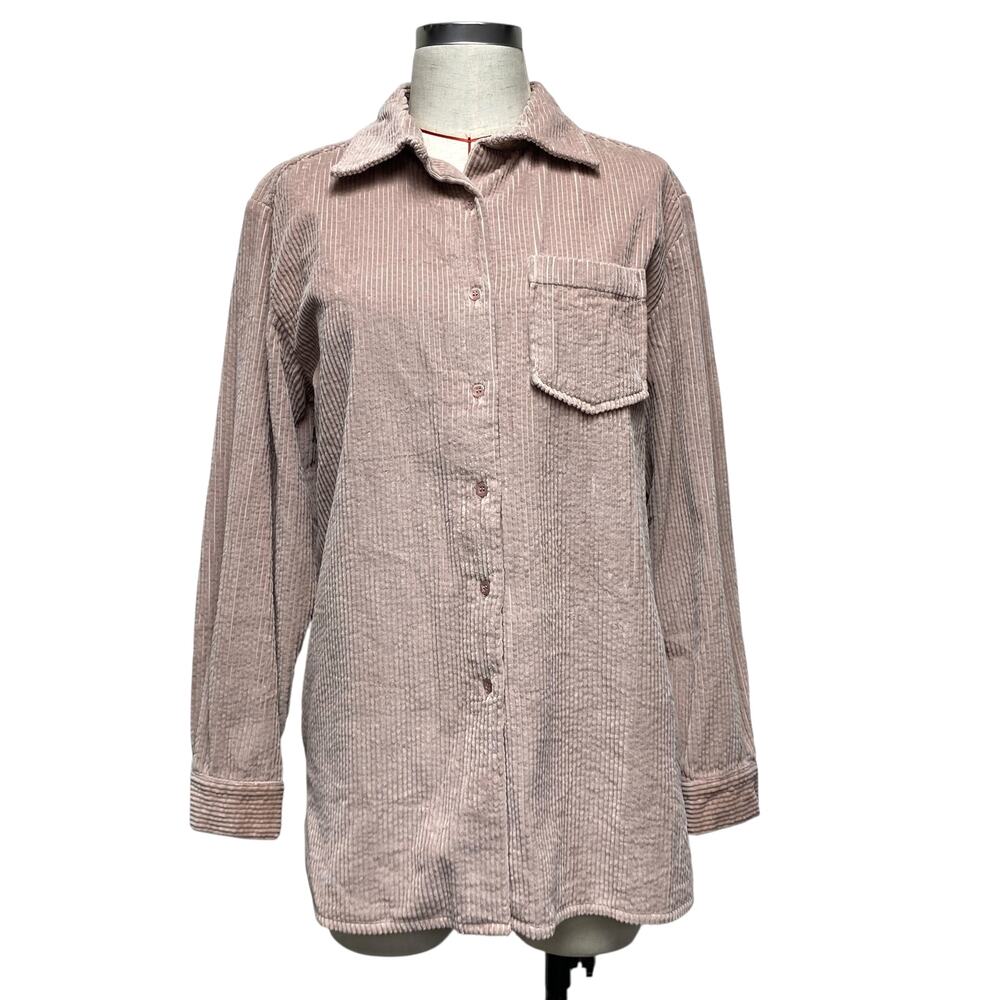 Vintage Cambridge Country Womens Size M Dusty Rose Corduroy Button Up Shirt